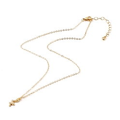Golden Brass Micro Pave Clear Cubic Zirconia Pendant Necklaces, with Cable Chains, Snake, Golden, 16.3 inch(41.5cm)