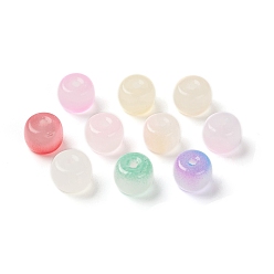 Mixed Color Opaque Spray Painted Glass Beads, Flat Round, Mixed Color, 8x6.5mm, Hole: 1.6mm