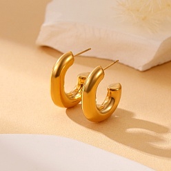 Golden 304 Stainless Steel Ring Stud Earrings, Half Hoop Earrings, Golden, no size