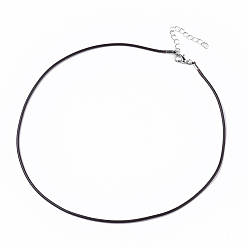 Coconut Brown Waxed Cotton Cord Necklace Making, with Alloy Lobster Claw Clasps and Iron End Chains, Platinum, Coconut Brown, 17.4 inch(44cm), 1.5mm