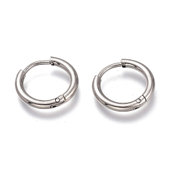 Нержавеющая Сталь Цвет Устойчивые к потускнению 201 серьги-кольца Huggie Hoop из нержавеющей стали, с 304 штифта из нержавеющей стали, гипоаллергенные серьги, кольцо, цвет нержавеющей стали, 14x2 мм, 12 датчик, штифты : 1 мм