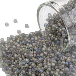 (176F) Light Black Diamond Transparent Rainbow Matte TOHO Round Seed Beads, Japanese Seed Beads, (176F) Light Black Diamond Transparent Rainbow Matte, 11/0, 2.2mm, Hole: 0.8mm, about 5555pcs/50g