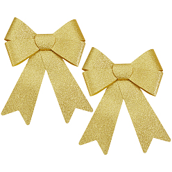 Золотистый Рождественский блестящий бант из ПВХ, праздничные украшения для помещений и улицы, золотые, 315x250x9 мм, 2 шт / комплект
