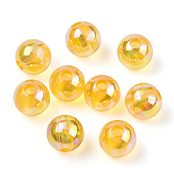 Gold Transparent Acrylic Beads, AB Colors Plated, Round, Gold, 10mm, Hole: 1.8mm, about 950pcs/500g