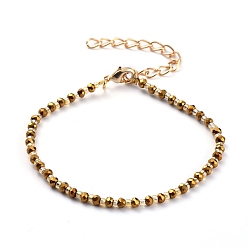 Бледно-Золотистый Вышитый бисером браслеты, с гальваническим стеклом и бисером, латунные обжимные бусины и застежки из лобстера, бледно золотарник, 7-1/8 дюйм (18 см)