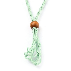 Aquamarine Necklace Makings, with Wax Cord and Wood Beads, Aquamarine, 28-3/8 inch(72~80cm)