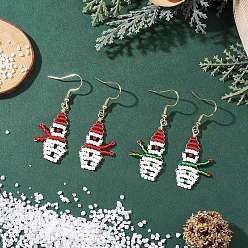 (52) Непрозрачная лаванда 2 пары сережек-подвесок из круглого бисера Toho, снеговик, с 304 нержавеющей стали серьги крючки, золотые, разноцветные, 49x17~18 мм