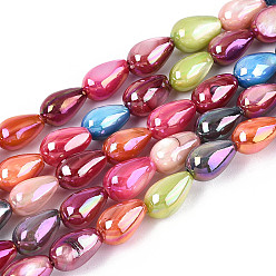 (52) Непрозрачная лаванда Естественных пресноводных оболочки бисер нитей, слеза, окрашенные, с покрытием AB цвета, разноцветные, 6.5~10x5~6.5 мм, отверстие : 0.7 мм, около 42~43 шт / нитка, 15.16~15.35 дюйм (38.5~39 см)