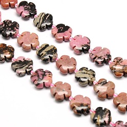 Rhodonite Natural Rhodonite Flower Beads Strands, 15x5.5mm, Hole: 1mm, about 27pcs/strand, 16.53 inch