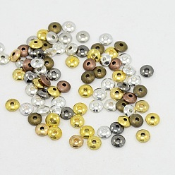 Mixed Color Mixed Color Tibetan Style Flat Round Spacer Beads, Cadmium Free & Lead Free, 6x2mm, Hole: 1.5mm, about 750pcs/200g