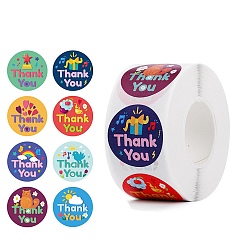 Разноцветный 500шт рулон наклеек, Спасибо, самоклеящиеся бумажные наклейки, для партии, декоративные подарки, красочный, 25x0.1 мм