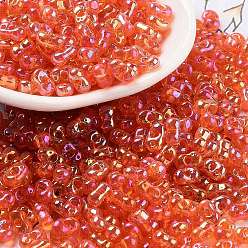Темно-Оранжевый Бисер из стекла , прозрачные цвета, AB цвет, арахис, темно-оранжевый, 2~2.5x4x2 мм, отверстие : 0.8~0.9 мм, Около 15000 шт / фунт