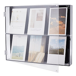 Черный 2-ярусные прямоугольные настенные акриловые витрины для бейсбольных карточек с магнитной крышкой, чёрные, 300x362x50 мм, внутренний диаметр: 350x140 мм