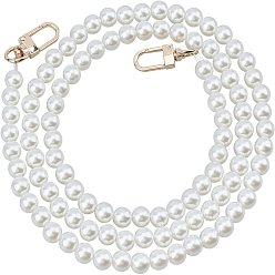 White ABS Imitation Pearl Bag Strap, with Alloy Swivel Clasps, Bag Replacement Accessories, White, 100~101.2x1cm
