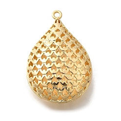 Настоящее золото 18K Латунные подвески, без кадмия, без никеля и без свинца, слеза, полый, реальный 18 k позолоченный, 44x29.5x13.5 мм, отверстие : 2 мм