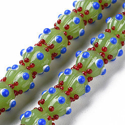 Желто-Зеленый Непрозрачные нити бусин лэмпворк ручной работы, тыква, желто-зеленый, 9.5~10.5x12.5~13.5 мм, отверстие : 2 мм, около 50 шт / нитка, 20.08 дюйм (51 см)