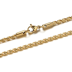 Золотой 304 из нержавеющей стальной трос цепи ожерелья, с карабин-лобстерами , золотые, 19.6 дюйм (50 см), 2 мм