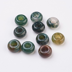 Indian Agate Natural Indian Agate European Beads, Large Hole Beads, Rondelle, 14x7~8mm, Hole: 6mm