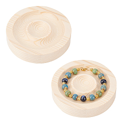 пшеница Деревянный браслет дисплей, плоско-круглые, цвет пшеницы, 9.5x2 см, внутренний диаметр: 31 мм, прорезь: 20 мм