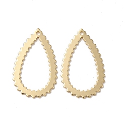 Real 14K Gold Plated Teardrop Brass Pendants, Nickel Free, Long-Lasting Plated, Rack Plating, Real 14K Gold Plated, 23x14x0.7mm, Hole: 1mm