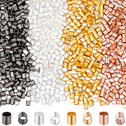 (52) Непрозрачная лаванда 6000 шт. 4 цвета латунных обжимных бусин, без кадмия и без свинца, трубка, разноцветные, 2x2 мм, отверстие : 1.5 мм, 1500 шт / цвет