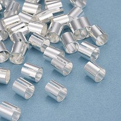 925 Sterling Silver Plated Brass Tube Beads, Cadmium Free & Lead Free, Long-Lasting Plated, Tube, 925 Sterling Silver Plated, 5x5mm, Hole: 4mm