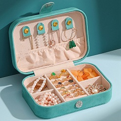 Medium Turquoise PU Leather Jewerly Storage Boxes, with Magnetic Clasp, Rectangle, Medium Turquoise, 16x11x5cm
