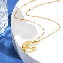 Angel & Fairy Латунные прозрачные кубические циркониевые подвески ожерелья для женщин, реальный 18 k позолоченный, ангел и фея, 18.11 дюйм (46 см), Кулон : 26x18 мм