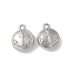 Нержавеющая Сталь Цвет 304 прелести нержавеющей стали, плоский круглый с подвеской в виде якоря, анти-тускнение, цвет нержавеющей стали, 12.5x10x4.5 мм, отверстие : 1.2 мм
