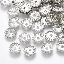 Платина Железный шарик крышки, без никеля , цветок, платина, 6x1 мм, отверстие : 1 мм