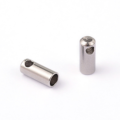 Нержавеющая Сталь Цвет Устойчивы к потускнению 304 наконечники шнура из нержавеющей стали, Торцевые крышки, цвет нержавеющей стали, 7x3 мм, отверстие : 1.5 мм, внутренний диаметр: 2 мм
