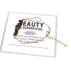 Тигровый глаз Браслеты-цепочки из натурального тигрового глаза с бисером и металлическим тросом для женщин и девочек, 8-5/8 дюйм (22 см)