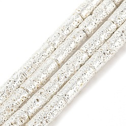 с Покрытием Серебра Гальванические нити из синтетических немагнитных гематитовых бусин, колонка, со серебряным покрытием, 13x4.5 мм, отверстие : 1.2 мм, около 31 шт / нитка, 16.54'' (42 см)