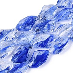 Синий Бусы лэмпворк ручной работы, многоугольник, синие, 21~22x13.5~14x7.5~8.5 мм, отверстие : 0.9~1 мм, около 20 шт / нитка, 16.14~16.54 дюйм (41~42 см)