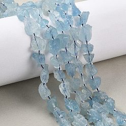 Аквамарин Необработанные грубые нити натурального аквамарина, самородки, с бисером, 5~18x5~12x4~8 мм, отверстие : 1 мм, около 30~45 шт / нитка, 15.55'' (39.5 см) ~ 15.94'' (40.5 см)