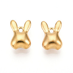 Настоящее золото 18K Ионное покрытие (ip) 304 брелоки из нержавеющей стали, кролика головы, реальный 18 k позолоченный, 10.5x7x4.5 мм, отверстие : 1 мм