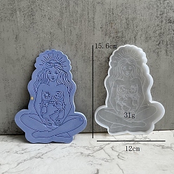 White Cup Mat Food Grade Silicone Molds, Resin Casting Coaster Molds, For UV Resin, Epoxy Resin Craft Making, Mother Earth, White, 156x120mm