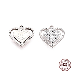 Plata 925 encantos de plata esterlina, corazón, para el día de San Valentín, plata, 11.5x12x1.4 mm, agujero: 1.2 mm