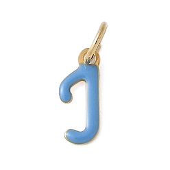 Letter J 304 из нержавеющей стали шармы эмали, с целью перехода в кольце, ионное покрытие (ip), золотые, буква J, 12.5x5x1 мм, Перейти кольцо: 6x0.8 мм, 4.5 мм внутренним диаметром