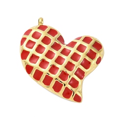 (123L) Белый крем непрозрачный блеск 304 подвески из нержавеющей стали, с эмалью, брелок в виде шахматного сердца, золотые, огнеупорный кирпич, 25x24x4 мм, отверстие : 2 мм