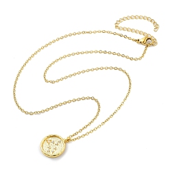 Рак 304 плоские круглые подвески из нержавеющей стали с кубическим цирконием в виде созвездия, кабель ожерелья цепи, золотые, рак, 15.35 дюйм (39 см)