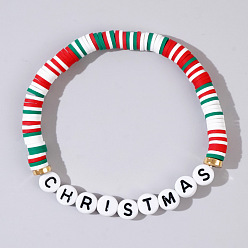 Разноцветный Рождественские браслеты с Рудольфом из смолы и акрила, эластичные., праздничные украшения для женщин, красочный, 6.89 дюйм (17.5 см)
