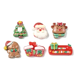 (52) Непрозрачная лаванда Кабошоны из непрозрачной смолы с рождественской тематикой в виде яблок, деревьев и оленей, разнообразные, разноцветные, 10~22.5x17.5~29x6.5~9 мм