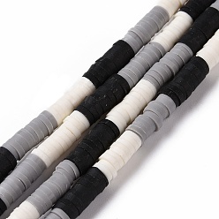 Светло-серый Ручной полимерные нити глины шарик, плоско-круглые, Heishi бусы, светло-серый, 4x0.5~2 мм, отверстие : 1.2 мм, около 350~360 шт / нитка, 15.16~15.47 дюйм (38.5~39.3 см)