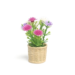 Ярко-Розовый Пластиковые цветочные растения миниатюрные украшения, аксессуары для кукольного домика с микро-ландшафтом, притворяясь опорными украшениями, ярко-розовый, 55x37 мм