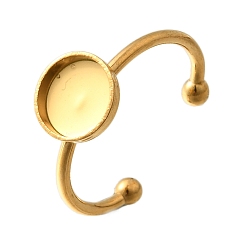 Золотой 304 компоненты открытого кольца манжеты из нержавеющей стали, настройка кольца колодки, плоско-круглые, золотые, 7.5 мм, регулируемый, лоток : 6.5 мм