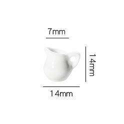 Blanco Adornos de olla de leche de porcelana en miniatura, accesorios para microcasas de muñecas, decoraciones de utilería de simulación, blanco, 14x7x14 mm
