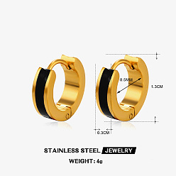 Черный 304 обруч серьги из нержавеющей стали эмаль, золотые, чёрные, 13 мм