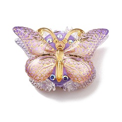 Средний Фиолетовый Бусины со стразами, полимерная глина , бабочка акриловые двухсторонние декоративные бусины, для ювелирных изделий diy, брелки и ручки с бусинами, средне фиолетовый, 26x38x17 мм, отверстие : 1.8 мм