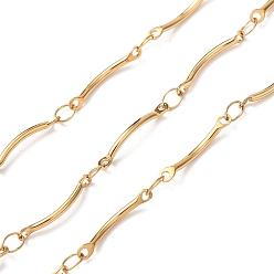 Золотой 304 цепи стержневые гнутые из нержавеющей стали, пайки, с катушкой, ионное покрытие (ip), золотые, 15x2x2 мм и 4x2.5x0.5 мм